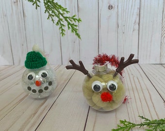 DIY Children’s Ornament Craft Kit | Snowman Ornament | Reindeer Ornament | Kids Craft Kit | Christmas DIY | Children’s Holiday Kit