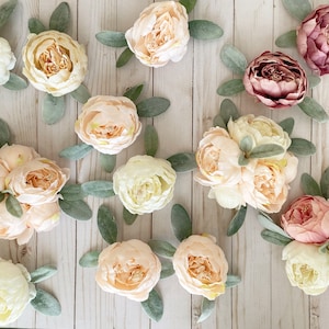 Floral Peony & Lambs Ear Cake Topper , Centerpiece Set | Wedding Cake Topper | Smash Cake Topper | Flower Decor | Farmhouse | Minimalist