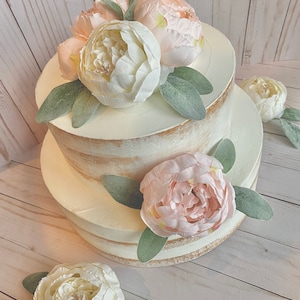Floral Peony & Lambs Ear Cake Topper , Centerpiece Set | Wedding Cake Topper | Smash Cake Topper | Flower Decor | Farmhouse | Minimalist