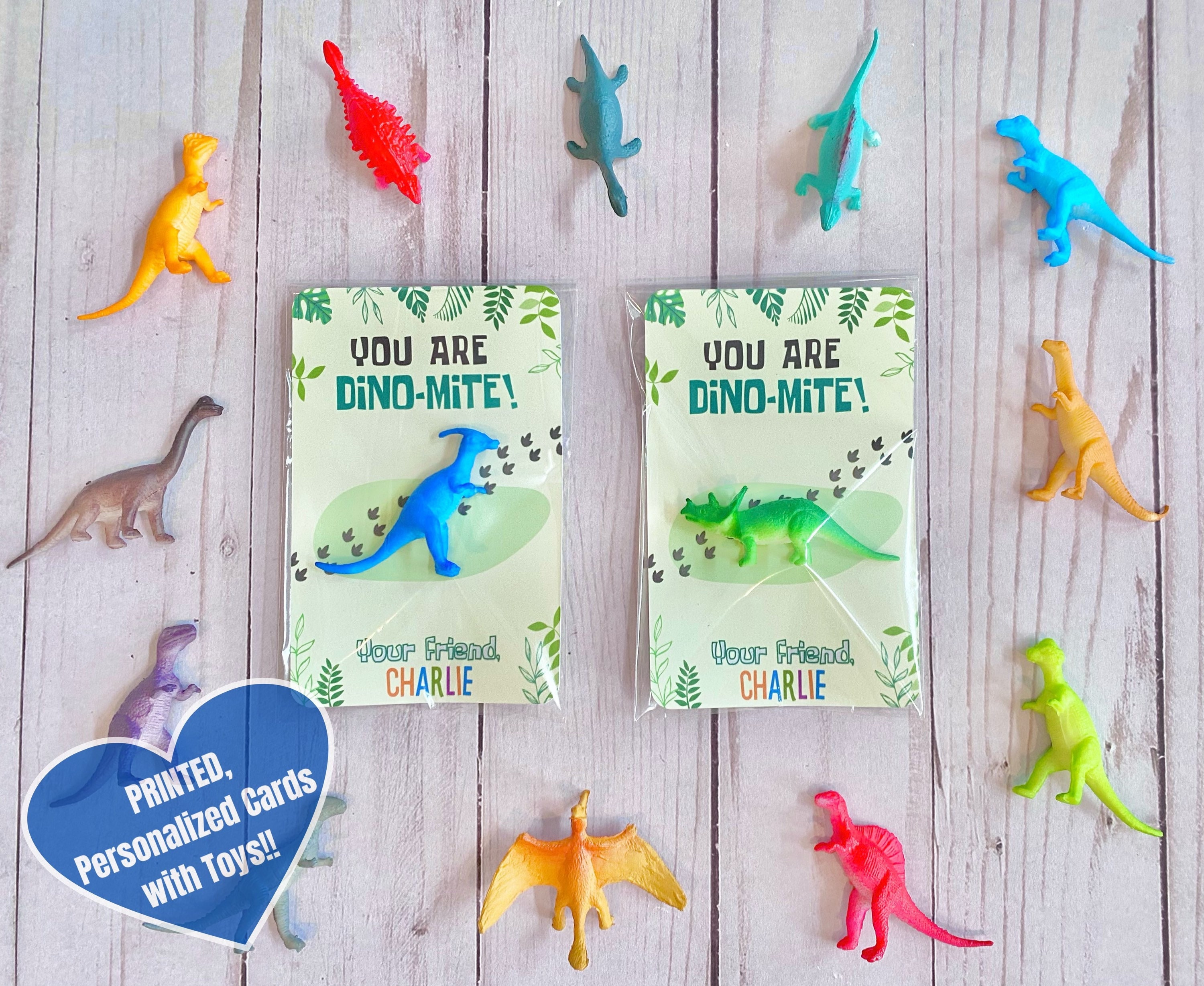 PRINTED Personalized Dinosaur Party Favor Card with Toy Birthday Party Favor Decor Dino Three Rex Kid Gift DinoMite Child