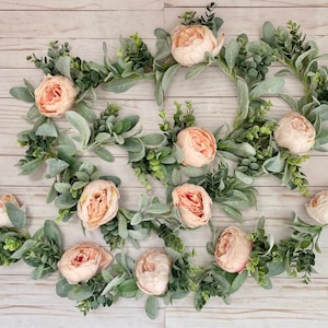 Lambs Ear & Peony with Eucalyptus Accents Floral Garland Birthday Package | High Chair Birthday Garland | Farmhouse | 1st bday | Minimalist