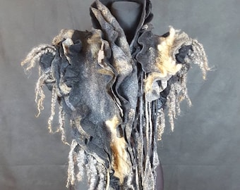Viking collar. Fairy elf shawl. Forest witch wrap. Pixie laef scarf. Festival costume.