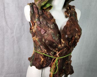 Bosdruïden naar het westen. Handgemaakte wollen Woodland Elf Wrap. Heksenkleding. Festivalkostuum
