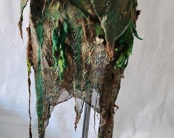 Pixie leafy belt. Fairy tale leaves skirt. Woodland elf wrap. Witch costume, festival costume.