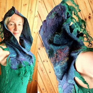 Wizard hood cowl for elves. Woodland witch hood cape, festival costume.