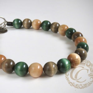 Dog collar Natural Green Beige Bead Dog Collar Unbreakable Beads Necklace Large Dogs Martingale Beaded Dog Necklace With Buckle Leash Safe