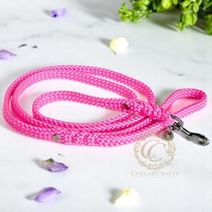 Hot Pink Paracord Leash Paracord Leash For Dogs FLAT Rope Comfortable Leash Washable Bright Pink Girly Dog Leash Durable Heavy Duty Leash