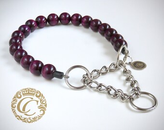 Dog collar Aubergine, Custom made, Dark purple dog collar, Collar and leash (optional), Large dog collar