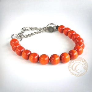 Dog Collar Orange Beads Unbreakable Unisex Large Dog Orange Beads Necklace Martingale Beaded Collar Fancy Sturdy Large Beads Dog Collar
