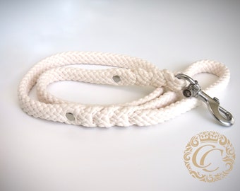 Dog leash Milk White, Paracord Leash for large dogs, FLAT cord leash, Washable dog leash, Dog lead handmade, Ivory dog leash, Custom leash