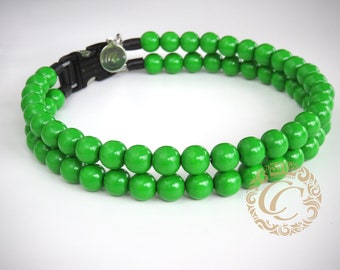 Dog collar Double Lucky Green, Beaded dog collar, Unbreakable dog necklace, Irish Green dog collar, St Patrick's day dog collar