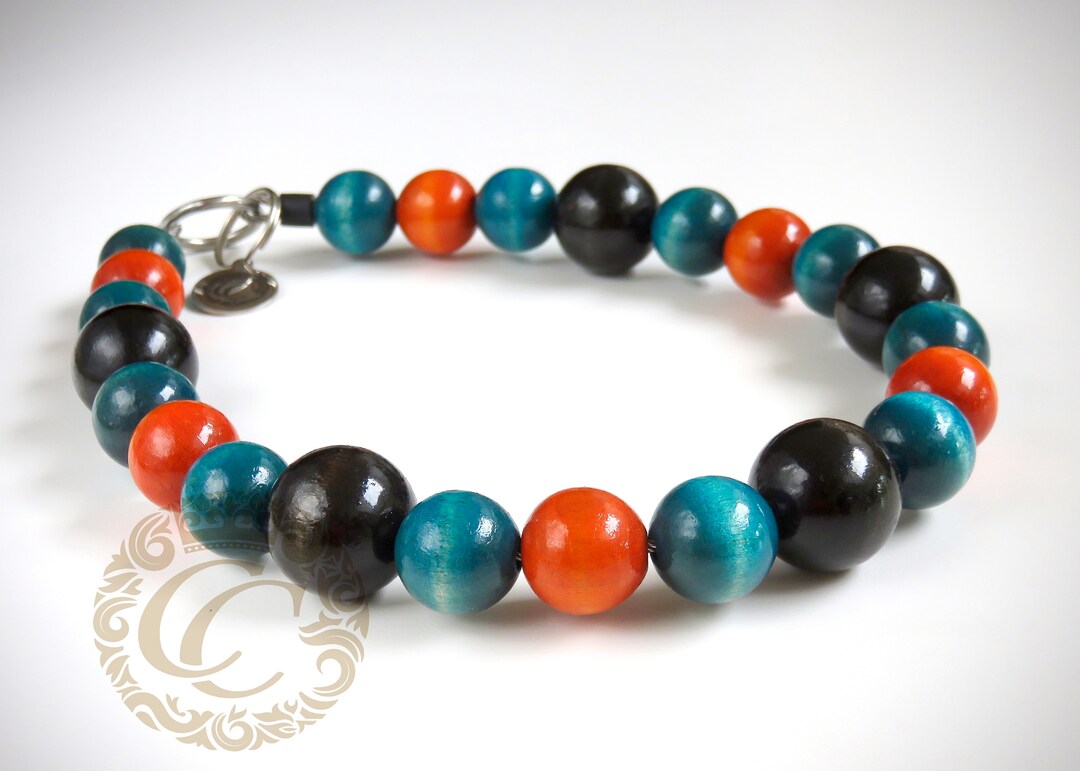 Dog Collar Trendy Turquoise Maxi, Large Dog Beaded Collar, Dog Lover