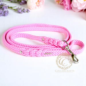 Zachtroze riem grote hond paracord lijn honden plat touw comfortabele riem wasbare handgemaakte roze girly hondenriem stijlvolle zware lijn roze