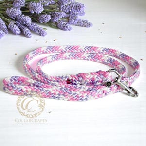 Hondenriem Pinky Pie grote hondenriem Comfortabele PLATTE touwriem Wasbare riem Roze witte hondenriem Girly-riem Heavy-duty comfortabele riem