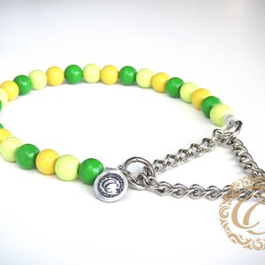 Dog collar Candy Green Mini, Beaded dog collar, Unique, Green Yellow dog collar, Neon green, Unbreakable