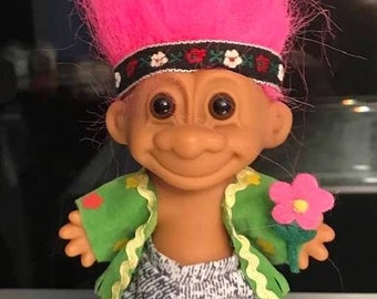 RARE Russ FLOWER CHILD Troll Doll, Excellent Condition, Free Shipping!