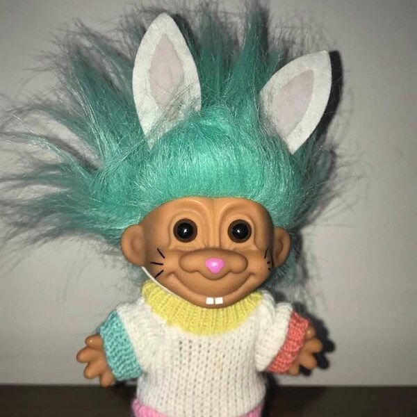 EASTER SWEATER TROLL complete with bunny ears and shoes!!!  Free Shipping!