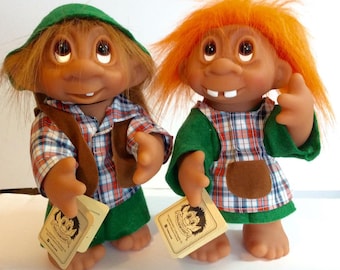 DAM 9" Troll Doll set, Nins and Nina, Free Shipping from Denmark!