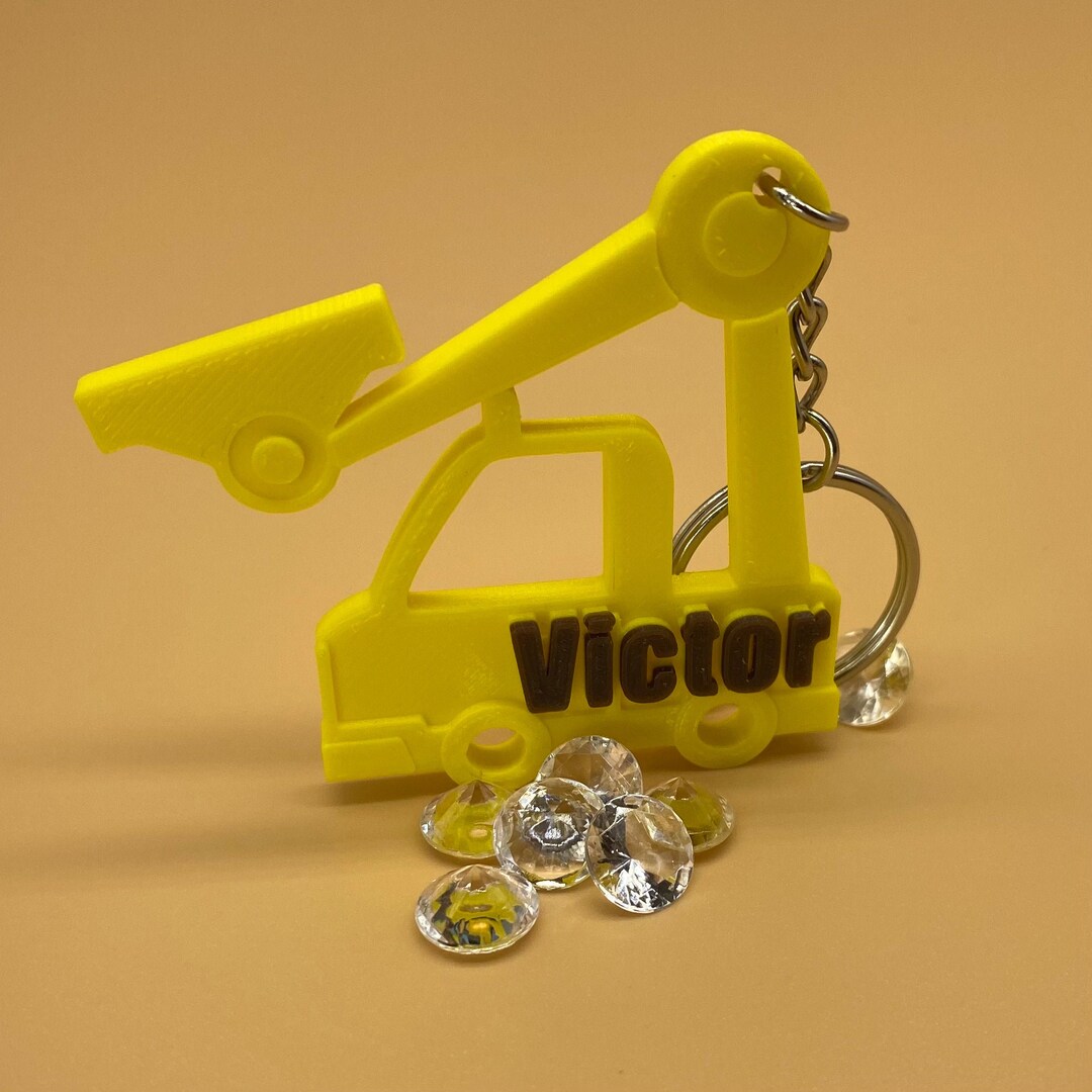 Personalised Construction Digger Keyring Book Bag Tag Small Gifts ...