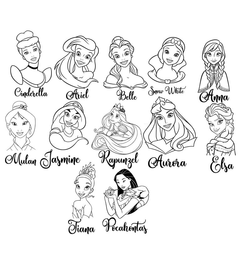 Princess svg disney princess svg princess outline svg | Etsy