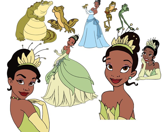 Prinses en de kikker svg tiana svg disney prinses svg tiana | Etsy