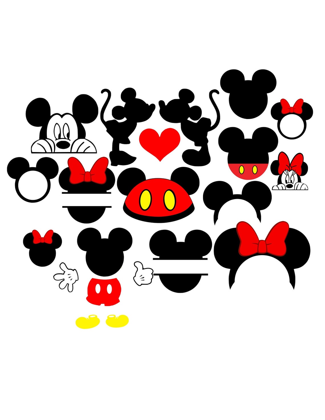 Mickey mouse svg mickey svg minnie mouse svg minnie head | Etsy
