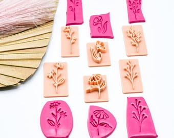 Set Of 6 Clay Stamps*Flower Clay Stamps*Polymer Clay Cutters*Clay Earrings*Clay Tools*Clay Stamps