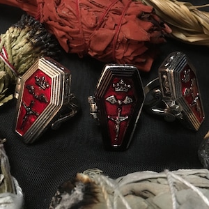Coffin Locket Ring Talisman, Poison Ring, Pet Locket, Secret Ring