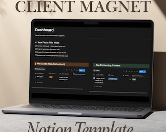 Kundenakquise-Notion-Vorlage für Coaches Neukundenakquise Content-Kalender Verkaufstrichter Kunden-Tracker Dashboard