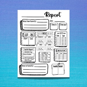 Toddler Daily Report | Daycare Teacher Log | Infant Food Tracker | Babysitter or Nanny (Uneditable)