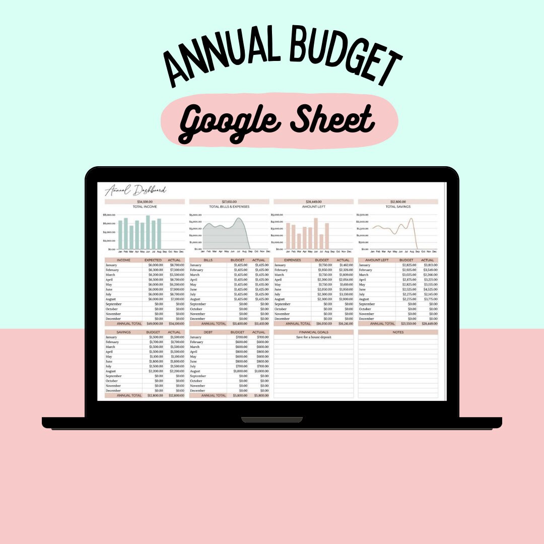 Budget Planner for Google Sheets Monthly Budget Spreadsheet - Etsy