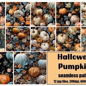 Autumn, Fall Pumpkins, Seamless Pattern, Digital Paper, Printable Scapbook Paper