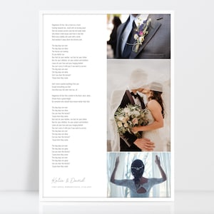 Wedding Song collage, Anniversary Lyric collage, First Dance, Personalised Speech Print, Custom Poem, Custom Text , Anniversary gift