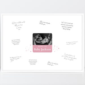 Babyparty-Gästebuch, Babypartyschild, Wünsche fürs Baby, Karte zur Babyparty, Geschenk zur Geburt, Ultraschall-Andenken, A3, A4