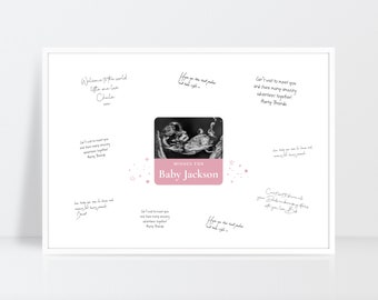 Baby shower guest book, Baby shower sign, Wishes for the baby, Baby shower card, Baby shower gift, Ultrasound keepsake print, A3, A4