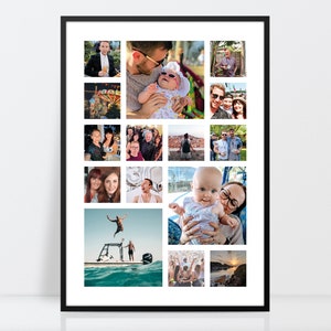 Custom photo collage, personalised anniversary print, Family photo collage, photo grid, Custom wedding gift, holiday photo print,