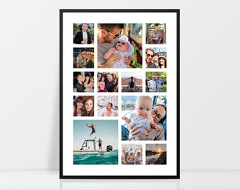 Custom photo collage, personalised anniversary print, Family photo collage, photo grid, Custom wedding gift, holiday photo print,
