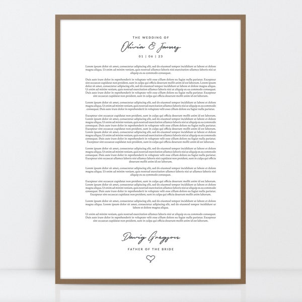 Wedding speech print, Best man speech, Father of the bride speech, Groom speech, Wedding reading print, Anniversary gift, A3, A4, 10x12