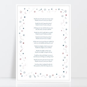 Gepersonaliseerde gedichtenprint | Gedicht kunst aan de muur | Jouw tekst hier | Songtekstprint | Print bruiloftstoespraak | Jubileumcadeau | A3 | A4 | 10 x 12"