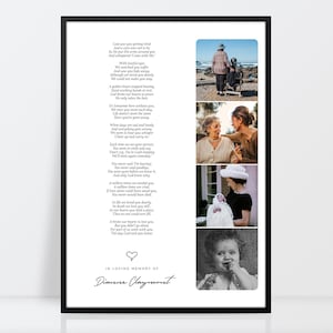Remembrance poem and photo print, In loving memory print, Memorial poem and picture print, Words of sympathy, Eulogy print, Funeral reading