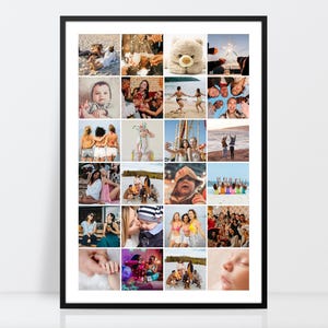 Moments print 24, Personalised photo collage, Photo grid poster, Instagram photo, travel photo collage, Memories photo gift, family print