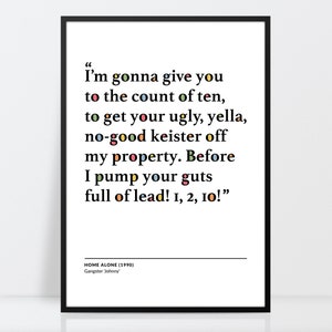 Home Alone movie quote print, Funny Christmas poster, Christmas film quote print, Wall art, Alternative Christmas decorations, Xmas decor