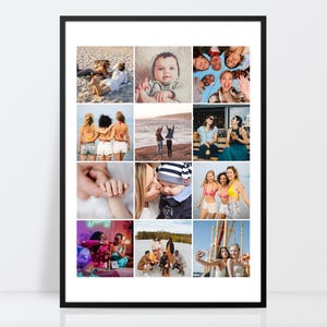 Moments print 12, Personalised photo collage, Photo grid poster, Instagram photo, travel photo collage, Memories photo gift, family print