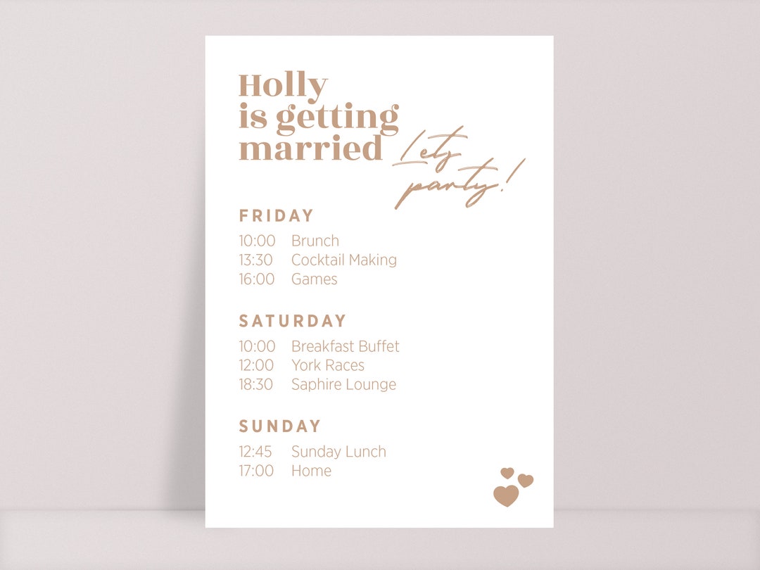 Hen Do Itinerary, Hen Do Invitation, Abroad Hen Do Invite, Hen Weekend