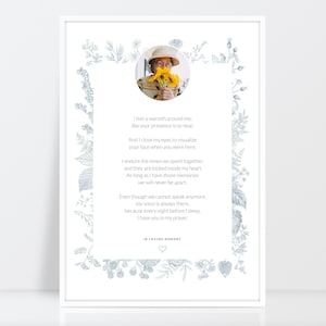 In memory of poem print, personalised memorial print with photo, A3, A4, 10x12