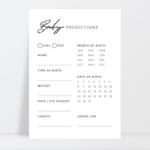 Baby shower advice and predictions, Baby shower games, Baby shower advice minimal, Baby prediction cards, Advice for parents, Gender neutral