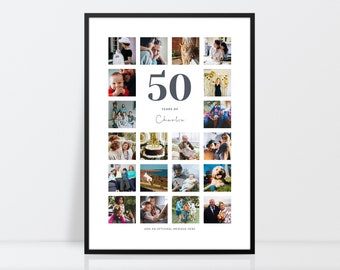 50th birthday photo collage, 50th birthday gift, Birthday collage, Special birthday, 50th birthday print, Memories collage, A3, A4, 10X12