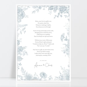 Personalised floral border poem print, Memory of print, Birthday poem, Anniversary poem art, A3, A4, 10x12