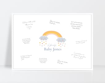Baby shower guest book | Baby shower sign | Rainbow baby shower print | A3 | A4 | Unframed