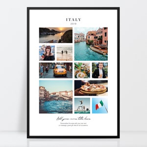 Personalised travel photo collage, Holiday photo print, Personalised adventure print, Travel print, Family photo print, A3, A4, 10x12